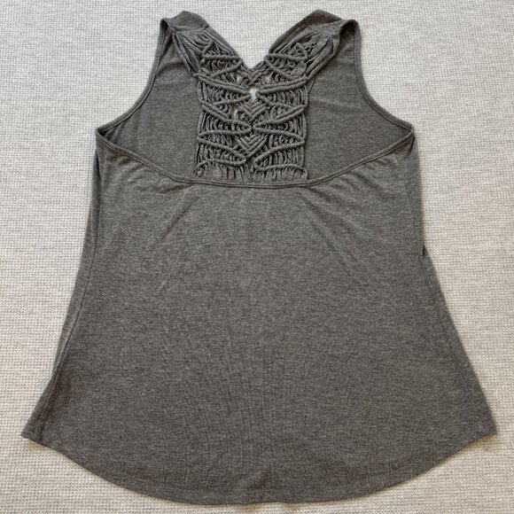 Maurices Gray Sleeveless Tank Top Racerback Crochet-look Lace Back Womens Size M - Picture 5 of 14